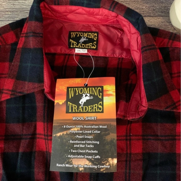 Wyoming Traders Mens Plaid Snap Up Long Sleeve 100% Wool Ranch Wear Shirt - Picture 8 of 8